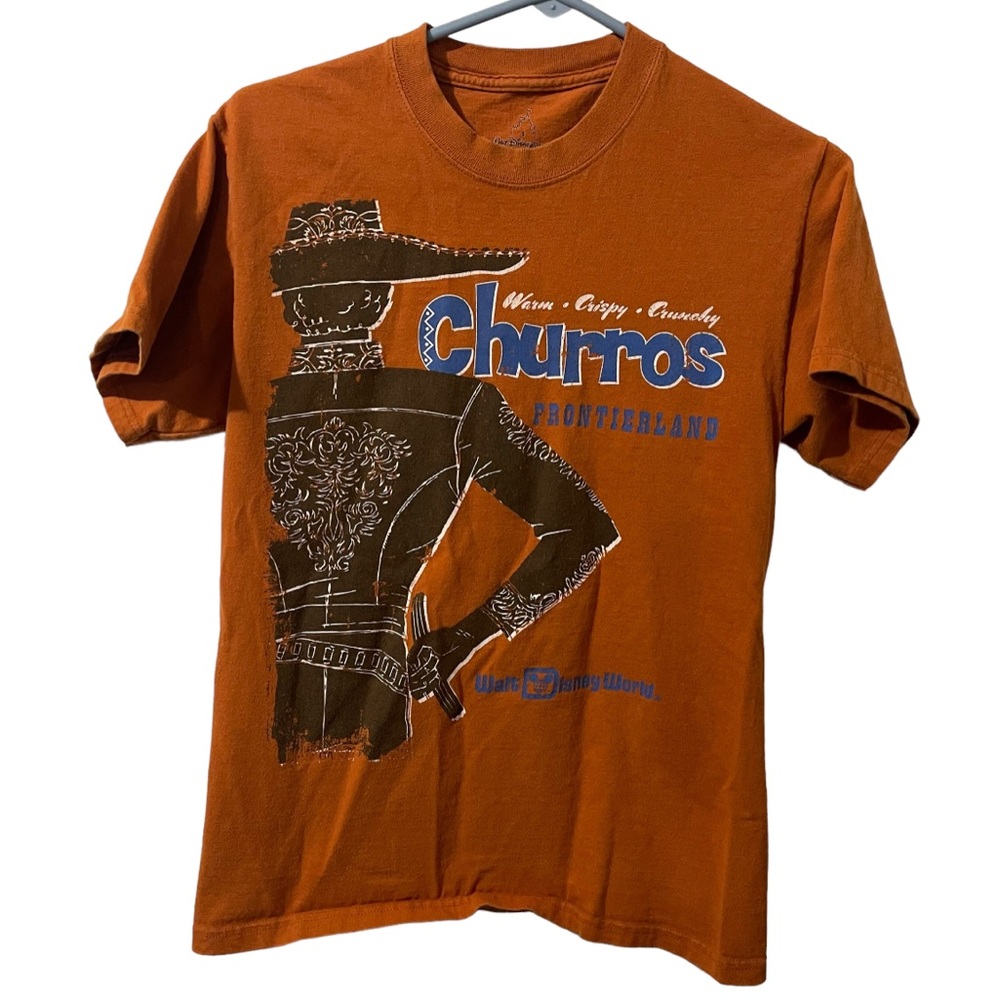 Walt Disney World Shirt Boys Small Orange Cotton Churros Lightweight Casual‎ Tee